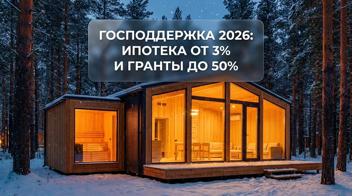 Господдержка модульных домов и бань 2026: ипотека и гранты