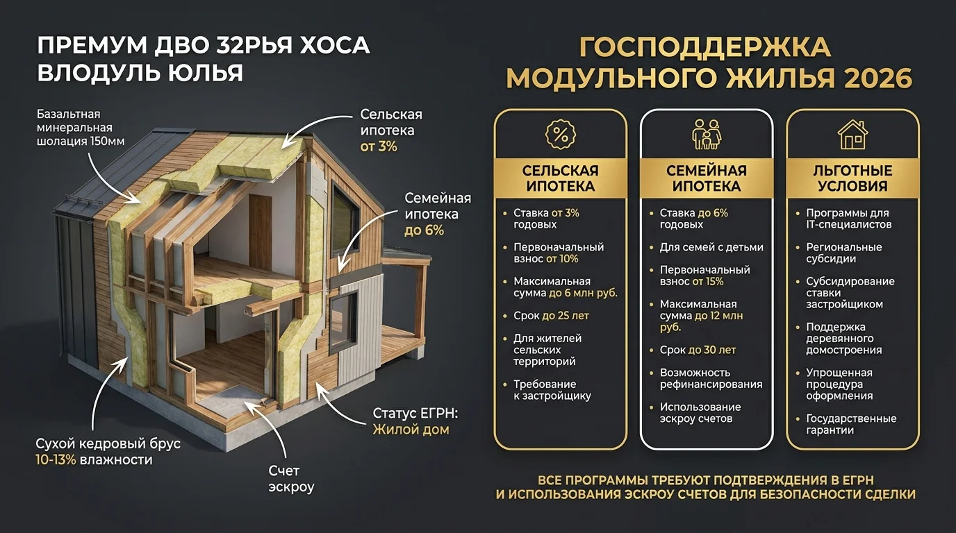 Сравнение программ Сельской, Семейной и IT-ипотеки для модульных домов в 2026 году